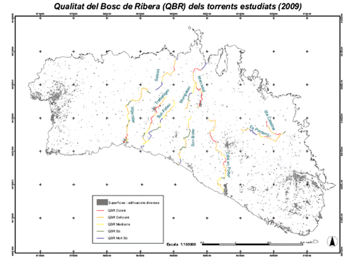 QBR per trams dels torrents estudiats a la primera fase de l’estudi (2009)