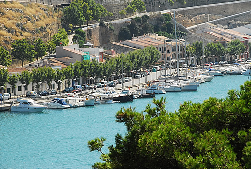 Panoràmica del port de Maó i el seu arbrat viari.
